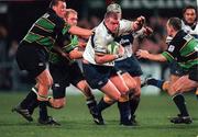 27 October 2000; Victor Costello of Leinster is tackled by Steve Thompson, left, and Allan Bateman of Northampton Saints during the Heineken Cup Pool 1 match between Leinster and Northampton Saints at Donnybrook Stadium in Dublin. Photo by Brendan Moran/Sportsfile