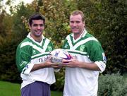 31 October 2000; Ireland players Brian Carney, left, and Ian Herron stand for a photograph prior to their Rugby League World Cup Group 4 match against Scotland at Tolka Park in Dublin on 1 November. Photo by Damien Eagers/Sportsfile