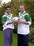 31 October 2000; Ireland players Brian Carney, left, and Ian Herron stand for a photograph prior to their Rugby League World Cup Group 4 match against Scotland at Tolka Park in Dublin on 1 November. Photo by Damien Eagers/Sportsfile