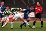 29 October 2000; Eamonn Doherty of Derry City in action against Marc Kenny of Shamrock Rovers during the Eircom League Premier Division match between Shamrock Rovers and Derry City at Morton Stadium in Dublin. Photo by Ray Lohan/Sportsfile