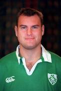 6 November 2000; Jeremy Davidson during an Ireland Rugby squad portraits session. Photo by Brendan Moran/Sportsfile