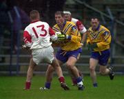 5 November 2000; Mick Galvin of Na Fianna in action against James McIntyre of Abbeylara during the AIB Leinster Senior Club Football Championship Quarter-Final match between Abbeylara and Na Fianna at Pearse Park in Longford. Photo by Ray McManus/Sportsfile