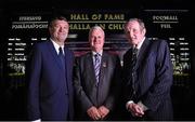 26 August 2015; Uachtarán Chumann Lúthchleas Gael Aogán Ó Fearghail with Cork's Jimmy Barry Murphy, left, and Dublin's Jimmy Keaveney, right, who were announced into the GAA Museum Hall of Fame. GAA Museum, Croke Park, Dublin. Picture credit: Matt Browne / SPORTSFILE