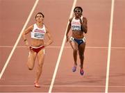 27 August 2015; Margaret Adeoye of Great Britain, right, and Anna Kielbasinska of Poland during the semi-finals of the Women's 200m event. IAAF World Athletics Championships Beijing 2015 - Day 6, National Stadium, Beijing, China. Picture credit: Stephen McCarthy / SPORTSFILE