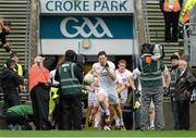 23 August 2015; Sean Cavanagh, Tyrone leading his team out onto the pitch. GAA Football All-Ireland Senior Championship, Semi-Final, Kerry v Tyrone. Croke Park, Dublin. Picture credit: Oliver McVeigh / SPORTSFILE