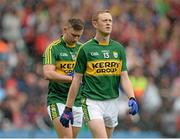 23 August 2015; Colm Cooper, right, with James O'Donoghue, Kerry, during the parade. GAA Football All-Ireland Senior Championship, Semi-Final, Kerry v Tyrone. Croke Park, Dublin. Picture credit: Oliver McVeigh / SPORTSFILE