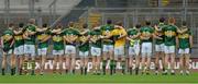 23 August 2015; The Kerry team stand arm in arm for the National Anthem. GAA Football All-Ireland Senior Championship, Semi-Final, Kerry v Tyrone. Croke Park, Dublin. Picture credit: Oliver McVeigh / SPORTSFILE