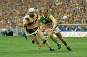 3 September 1995; Joe Dooley, Offaly, in action against Michael O'Halloran, Clare. All-Ireland Hurling Final. Clare v Offaly. Croke Park, Dublin. Picture credit; Brendan Moran / SPORTSFILE
