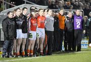 14 February 2009; The Armagh team stand for the anthem. Allianz GAA NFL Division 2 Round 2, Armagh v Laois. Athletic Grounds, Armagh. Picture credit: Oliver McVeigh / SPORTSFILE