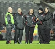 31 January 2009; Tyrone's Mickey Moynagh, Mickey Harte, Brian Dooher, Peter Quinlivan, and Tony Donnelly. Allianz National Football League, Division 1, Round 1, Dublin v Tyrone, Croke Park, Dublin. Picture credit: Oliver McVeigh / SPORTSFILE