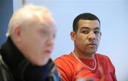 19 February 2009; Boxer Darren Sutherland alongside promoter Frank Maloney, left, during a press conference to announce details of his upcoming bout in Wigan on 6th March next. Clarion Hotel, IFSC, Dublin. Picture credit: Brendan Moran / SPORTSFILE