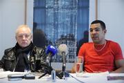 19 February 2009; Boxer Darren Sutherland alongside promoter Frank Maloney, left, during a press conference to announce details of his upcoming bout in Wigan on 6th March next. Clarion Hotel, IFSC, Dublin. Picture credit: Brendan Moran / SPORTSFILE