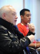 19 February 2009; Promoter Frank Maloney, with Darren Sutherland to his left, during a press conference to announce details of his upcoming bout in Wigan on 6th March next. Clarion Hotel, IFSC, Dublin. Picture credit: Brendan Moran / SPORTSFILE