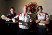 17 February 2009; Pictured at the AIB GAA Hurling Club Championship Press Conference are De La Salle team captain John Mullane, centre, Bryan Phelan, left, and Kevin Moran, right. De La Salle will take on Cushendall in the AIB GAA Hurling Senior Championship Semi-Finals on Sunday the 22nd of February in Parnell Park, Dublin. De La Salle Clubhouse, Waterford. Picture credit: Pat Murphy / SPORTSFILE