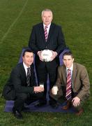 18 February 2009; At the launch of the 2009 Comortas Peile Paidi O Se, from left, Shane Guest, of Cadbury Ireland, Paidi O Se and current Kerry vice captain Marc O Se. The 20th year of the weekend takes place in West Kerry from the 27th February to 1st March and is being sponsored by Cadbury, who have a factory in Rathnmore, Co. Kerry and is also a sponsor of the Cadbury U21 All-Ireland Football Championship. Parnell Park, Dublin. Picture credit: Brendan Moran / SPORTSFILE