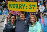 23 August 2015; Kerry supporters Darragh Donoghue, Mike and Maureen Sheehan, from Farranfore, Co. Kerry. GAA Football All-Ireland Senior Championship, Semi-Final, Kerry v Tyrone. Croke Park, Dublin. Picture credit: Oliver McVeigh / SPORTSFILE