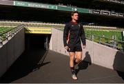 28 August 2015; Wales' Hallam Amos makes his way out for kicking practice. Wales Rugby Squad Captain's Run, Aviva Stadium, Lansdowne Road, Dublin. Photo by Sportsfile
