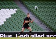 28 August 2015; Wales' Gareth Davies in action during kicking practice. Wales Rugby Squad Captain's Run, Aviva Stadium, Lansdowne Road, Dublin. Photo by Sportsfile