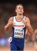 28 August 2015; Charlie Grice of Great Britain after finishing 4th in his semi-final for the Men's 1500m event and qualifying for the final. IAAF World Athletics Championships Beijing 2015 - Day 7, National Stadium, Beijing, China. Picture credit: Stephen McCarthy / SPORTSFILE