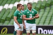 28 August 2015; Ireland's Paddy Jackson, left, and Sean O'Brien during the captain's run. Ireland Rugby Squad Captain's Run, Aviva Stadium, Lansdowne Road, Dublin. Photo by Sportsfile