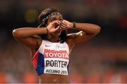28 August 2015; Tiffany Porter of Great Britain following the final of the Women's 100m Hurdle event. IAAF World Athletics Championships Beijing 2015 - Day 7, National Stadium, Beijing, China. Picture credit: Stephen McCarthy / SPORTSFILE