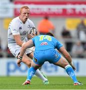 21 August 2015; Darragh Fanning, Leinster, in action against Craig Gilroy, Ulster. Pre-Season Friendly, Ulster v Leinster, Kingspan Stadium, Ravenhill Park, Belfast. Picture credit: Ramsey Cardy / SPORTSFILE