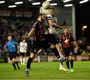 28 August 2015; David McMillan, Dundalk, in action against Dylan Hayes, Bohemians. SSE Airtricity League Premier Division, Bohemians v Dundalk, Dalymount Park, Dublin. Picture credit: David Maher / SPORTSFILE