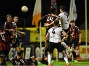 28 August 2015; Brian Gartland, Dundalk, scores a goal from a header which was subsequently disallowed by referee Padraig Sutton. SSE Airtricity League Premier Division, Bohemians v Dundalk, Dalymount Park, Dublin. Picture credit: David Maher / SPORTSFILE