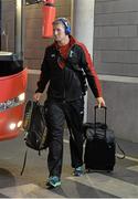 29 August 2015; Bradley Davies, Wales, arrives ahead of the game. Rugby World Cup Warm-Up Match, Ireland v Wales, Aviva Stadium, Lansdowne Road, Dublin. Picture credit: Brendan Moran / SPORTSFILE