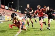 21 February 2009; Doug Howlett, Munster, fails to touch the ball down for a try before going into touch against Edinburgh. Magners League, Munster v Edinburgh, Musgrave Park, Cork. Picture credit: Matt Browne / SPORTSFILE