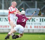 22 February 2009; Aaron Graffin, Cushendall, blocks the goal bound shot from John Mullane, De La Salle. AIB All-Ireland Senior Club Hurling Championship Semi-Final, Cushendall v De La Salle, Parnell Park, Dublin. Picture credit: David Maher / SPORTSFILE