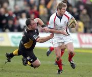 22 February 2009; Paul Steinmetz, Ulster Rugby, in action against Adam Black, Newport Gwent Dragons. Magners League, Newport Gwent Dragons v Ulster Rugby, Rodney Parade, South Wales. Picture credit: Steve Pope / SPORTSFILE