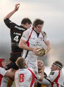 22 February 2009; Ed O'Donoghue claims the lineout ball for Ulster. Magners League, Newport Gwent Dragons v Ulster Rugby, Rodney Parade, South Wales. Picture credit: Steve Pope / SPORTSFILE