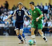 22 February 2009; Mark Langtry, Republic of Ireland, in action against Stanislav Kononenko, Kazakhstan. UEFA Futsal Championship 2010 Qualifying Tournament, Republic of Ireland v Kazakhstan. National Basketball Arena, Tallaght. Picture credit: Stephen McCarthy / SPORTSFILE