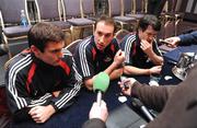 22 February 2009; Tom Kenny, left, John Gardiner, centre, and Donal Og Cusack speaking to the media after the 2008 Cork Squad Meeting with Cork Clubs. Maryborough House Hotel, Douglas, Co. Cork. Picture credit: Pat Murphy / SPORTSFILE