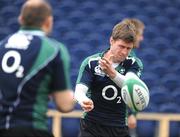 23 February 2009; Out-half Ronan O'Gara passes the ball to team-mate Rory Best during Ireland rugby squad training ahead of their RBS Six Nations match against England next weekend. Ireland Rugby Squad Training, RDS, Dublin. Picture credit: Brendan Moran / SPORTSFILE