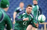 23 February 2009; Full-back Rob Kearney takes a pass during Ireland rugby squad training ahead of their RBS Six Nations match against England next weekend. Ireland Rugby Squad Training, RDS, Dublin. Picture credit: Brendan Moran / SPORTSFILE