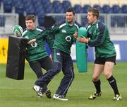 23 February 2009; Rob Kearney, centre, in action against Brian O'Driscoll and Luke Fitzgerald during Ireland rugby squad training ahead of their RBS Six Nations match against England next weekend. Ireland Rugby Squad Training, RDS, Dublin. Picture credit: Brendan Moran / SPORTSFILE