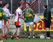 15 February 2009; Ryan McMenamin, no. 6, Tyrone, is involved in an incident with Paul Galvin, Kerry. Allianz National Football League, Division 1, Round 2, Tyrone v Kerry, Healy Park, Omagh, Co. Tyrone. Picture credit: Michael Cullen / SPORTSFILE