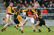 21 February 2009; Drom Broadford's Sean Buckley, supported by team-mate Dee O'Leary, left, in action against Johnny Hanratty, 24, and Jamie Clarke, 12, Crossmaglen Rangers. AIB All-Ireland Senior Club Football Champinship Semi-Final, Drom Broadford v Crossmaglen Rangers, Pearse Park, Longford. Picture credit: Pat Murphy / SPORTSFILE