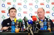 24 February 2009; Head coach Declan Kidney, right, in the company of team captain Brian O'Driscoll, speaking during an Ireland rugby press conference ahead of their RBS Six Nations match against England on Saturday. Fitzpatrick's Castle Hotel, Killiney, Co. Dublin. Picture credit: Brendan Moran / SPORTSFILE