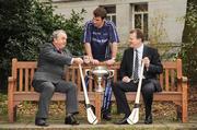 23 February 2009; The official launch of the 2009 Ulster Bank Fitzgibbon Cup, the highlight of the Higher Education hurling season, took place at host venue Trinity College Dublin today. On hand to help out was Ulster Bank and Dublin star Bryan Cullen, centre, along with GAA President Nickey Brennan and Ronan Moran, right, Area Manager, Dublin Central, Ulster Bank. The last eight teams will battle it out this Wednesday for a place in the finals weekend hosted by Trinity on March 6th and 7th with the Ulster Bank Fitzgibbon Cup Final taking place in Parnell Park on March 7th. Trinity College Dublin, College Green, Dublin. Picture credit: Pat Murphy / SPORTSFILE