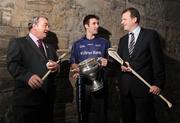 23 February 2009; The official launch of the 2009 Ulster Bank Fitzgibbon Cup, the highlight of the Higher Education hurling season, took place at host venue Trinity College Dublin today. On hand to help out was Ulster Bank and Dublin star Bryan Cullen, centre, along with GAA President Nickey Brennan and Ronan Moran, right, Area Manager, Dublin Central, Ulster Bank. The last eight teams will battle it out this Wednesday for a place in the finals weekend hosted by Trinity on March 6th and 7th with the Ulster Bank Fitzgibbon Cup Final taking place in Parnell Park on March 7th. Trinity College Dublin, College Green, Dublin. Picture credit: Pat Murphy / SPORTSFILE