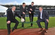 25 February 2009; Attending the launch of the Cadbury GAA Football U21 Championship were GAA President Nickey Brennan, left, with the Cadbury Hero of the Future judges, Michael O'Domnaill, TG4, second from left, Dermot Earley, Kildare, second from right, and former Dublin manager Paul Caffrey. Croke Park, Dublin. Picture credit: David Maher / SPORTSFILE  *** Local Caption ***