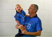 29 August 2015; Dublin great John O'Leary with his son Tom, aged four, in attendance at today's Bord Gáis Energy Legends Tour at Croke Park, where he relived some of most memorable moments from his playing career. All Bord Gáis Energy Legends Tours include a trip to the GAA Museum, which is home to many exclusive exhibits, including the official GAA Hall of Fame. For booking and ticket information about the GAA legends for this summer visit www.crokepark.ie/gaa-museum. Croke Park, Dublin. Photo by Sportsfile