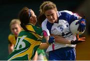 29 August 2015; Waterford's Elaine Power in action against Dearbhaile Beirne, Leitrim. TG4 Ladies Football All-Ireland Intermediate Championship, Semi-Final, Leitrim v Waterford, Gaelic Grounds, Limerick. Picture credit: Piaras Ó Mídheach / SPORTSFILE