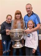 29 August 2015; Pictured at the Bord Gáis Energy Legends Tour at Croke Park, hosted by Dublin great John O'Leary, are John's nieces Shauna McGowan, left, Ciara Palmer, and Emma McGowan, right, all from Skerries, Co. Dublin. All Bord Gáis Energy Legends Tours include a trip to the GAA Museum, which is home to many exclusive exhibits, including the official GAA Hall of Fame. For booking and ticket information about the GAA legends for this summer visit www.crokepark.ie/gaa-museum. Croke Park, Dublin. Photo by Sportsfile