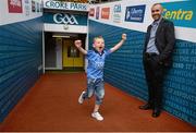 29 August 2015; Pictured at the Bord Gáis Energy Legends Tour at Croke Park, hosted by Dublin great John O'Leary, is John's son Jack O'Leary, aged six. All Bord Gáis Energy Legends Tours include a trip to the GAA Museum, which is home to many exclusive exhibits, including the official GAA Hall of Fame. For booking and ticket information about the GAA legends for this summer visit www.crokepark.ie/gaa-museum. Croke Park, Dublin. Photo by Sportsfile