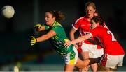 29 August 2015; Louise Galvin, Kerry, in action against Marie Ambrose and Deidre O'Reilly, behind, Cork. TG4 Ladies Football All-Ireland Senior Championship, Semi-Final, Cork v Kerry, Gaelic Grounds, Limerick. Picture credit: Piaras Ó Mídheach / SPORTSFILE
