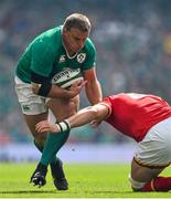 29 August 2015; Nathan White, Ireland, is tackled by Dan Lydiate, Wales. Rugby World Cup Warm-Up Match, Ireland v Wales, Aviva Stadium, Lansdowne Road, Dublin. Picture credit: Ramsey Cardy / SPORTSFILE